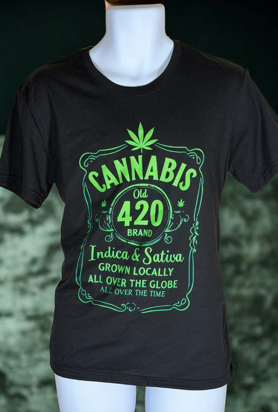 Cannabis Old 420 Brand Indica & Sativa Black T, New - Picture 2 of 5